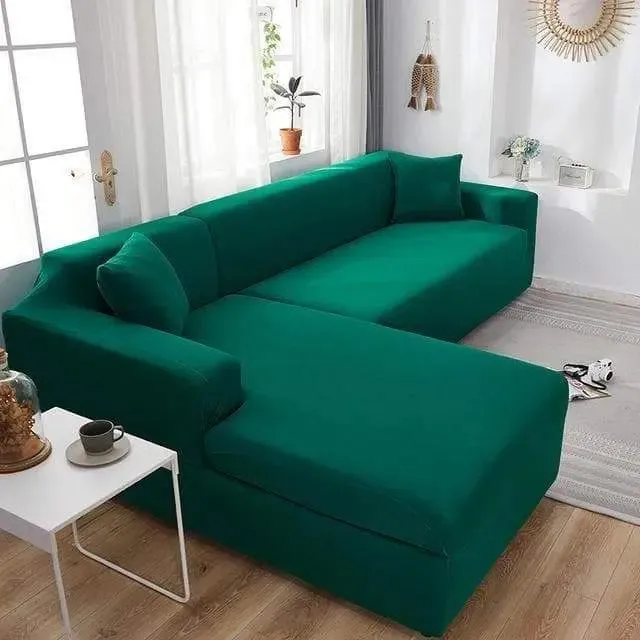 Housse de Canapé d’Angle Vert Foncé