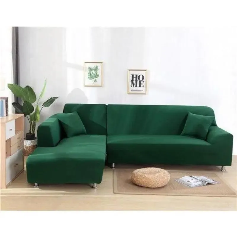 Housse de Canapé d’Angle Vert Foncé