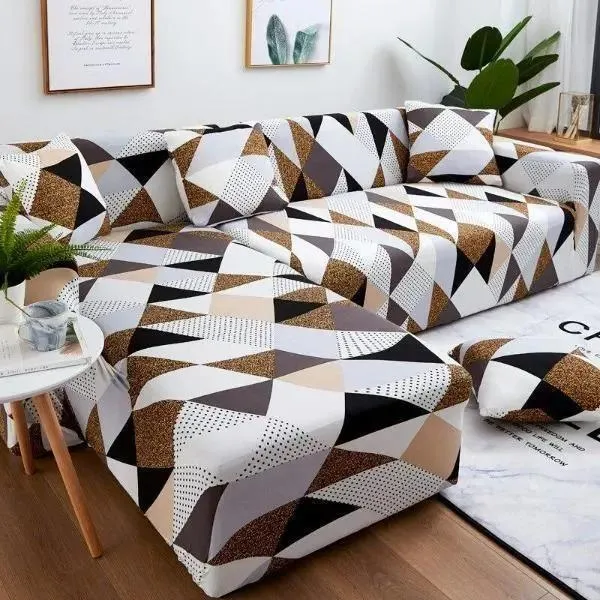 Motif Graminées - Housse de Canapé d’Angle Extensible