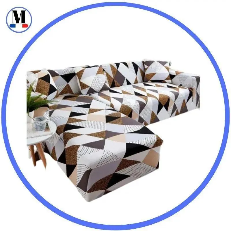 Motif Graminées - Housse de Canapé d’Angle Extensible