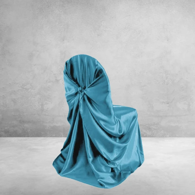Housse de Chaise Mariage Satin Turquoise
