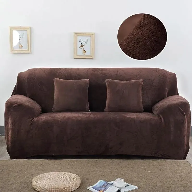 Velours Coffee - Housse de Canapé Extensible