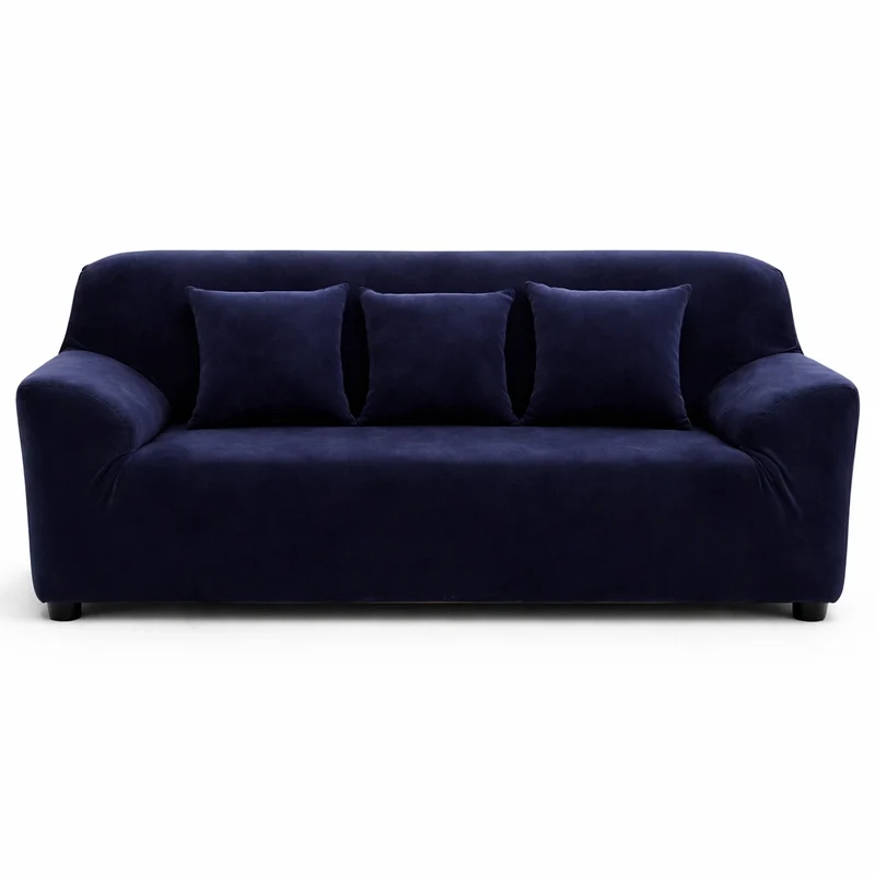 Velours Bleu Nuit - Housse de Canapé Extensible