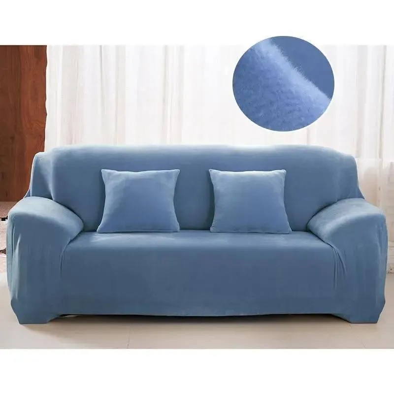 Velours Bleu - Housse de Canapé Extensible