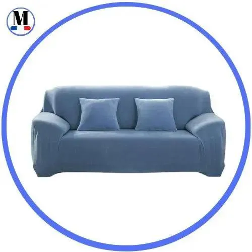 Velours Bleu - Housse de Canapé Extensible