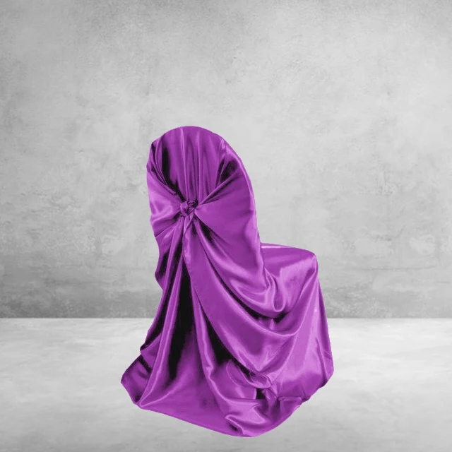 Housse de Chaise Mariage Satin Mauve