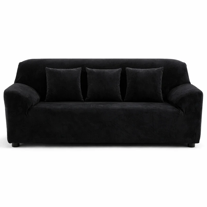 Velours Noir - Housse de Canapé Extensible