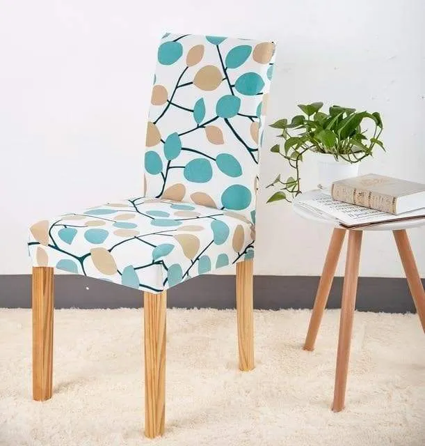 Housse de Chaise Taupe et Bleu Canard