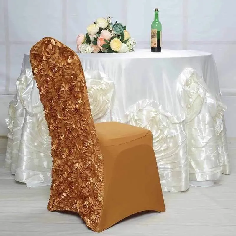 Housse de Chaise Mariage Fleur Dorée