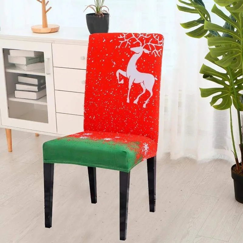 Housse de Chaise Noël Renne Rouge