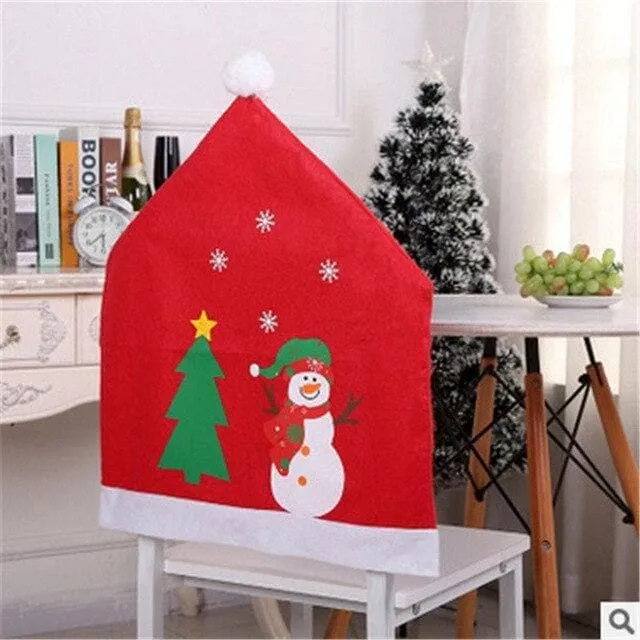 Housse de Chaise Noël Bonnet Bonhomme de neige