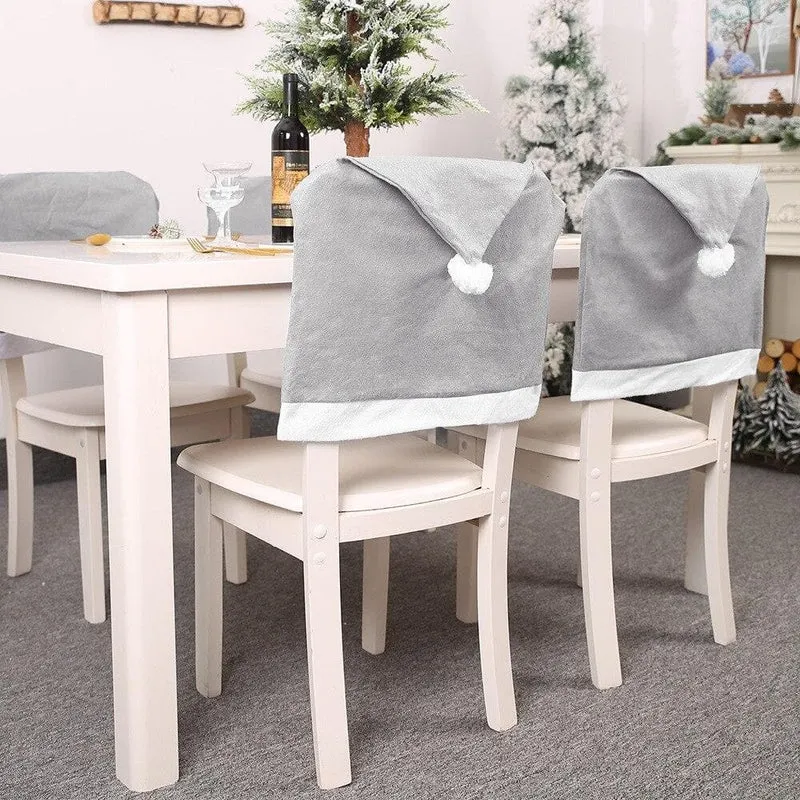 Housse de Chaise Noël Bonnet Gris