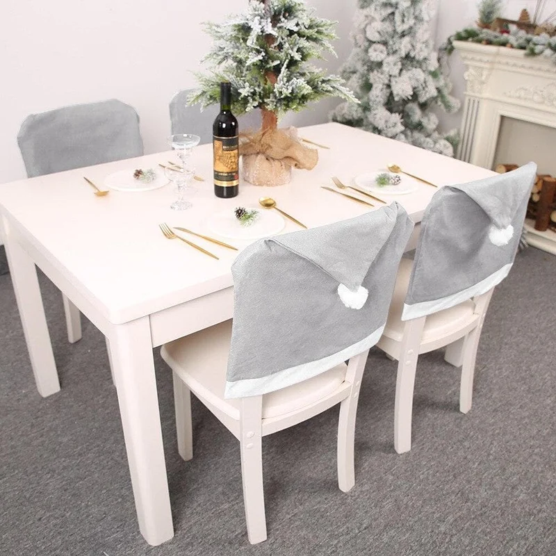 Housse de Chaise Noël Bonnet Gris
