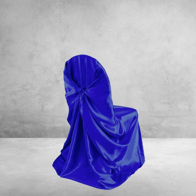 Housse de Chaise Mariage Satin Bleu Roi