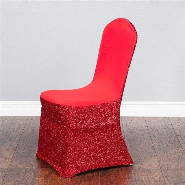 Housse de Chaise Mariage Paillettes Rouges
