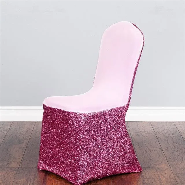 Housse de Chaise Mariage Paillettes Roses
