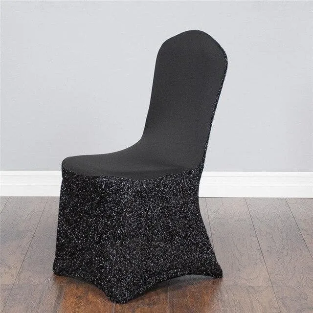 Housse de Chaise Mariage Paillettes Noires
