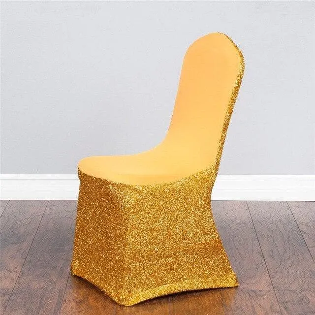 Housse de Chaise Mariage Paillettes Or