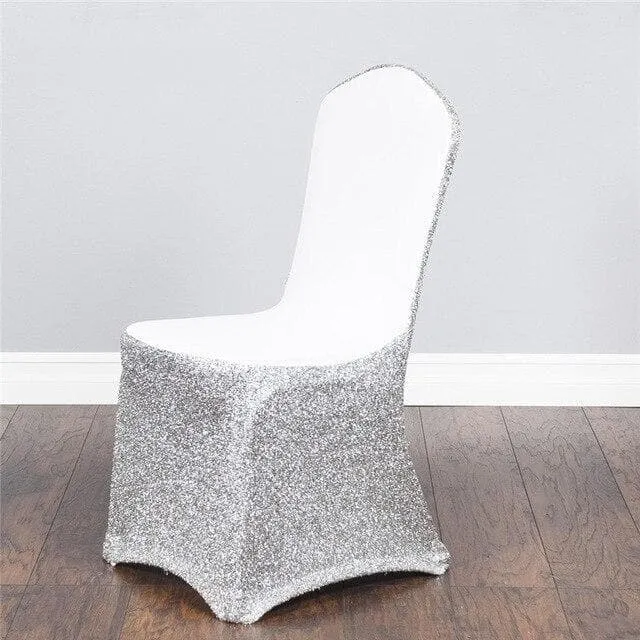 Housse de Chaise Mariage Paillettes Argent