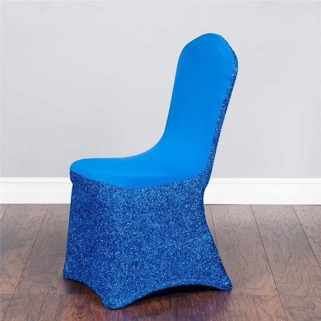 Housse de Chaise Mariage Paillettes Bleues