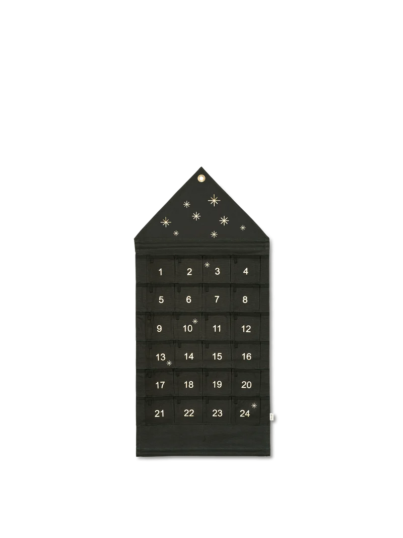 Star Christmas Calendar - Dark Green/Dull Gold