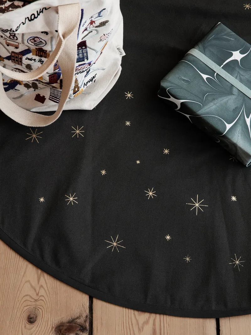 Star Christmas Tree Blanket - Dark Green/Dull Gold