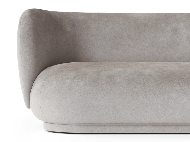 Rico Divan Left - Faded Velvet - Concrete