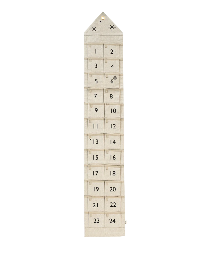 Star Christmas Calendar - Narrow - Sand/Black