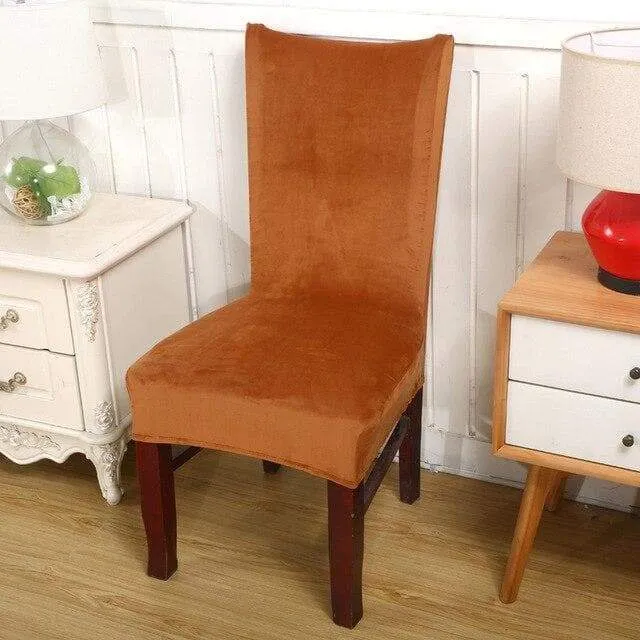 Housse de Chaise Velours Brun