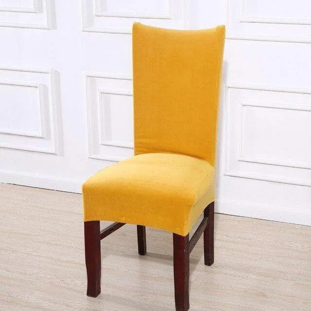 Housse de Chaise Velours Jaune