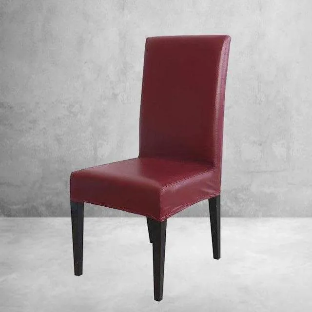 Housse de Chaise Simili Cuir Bordeaux