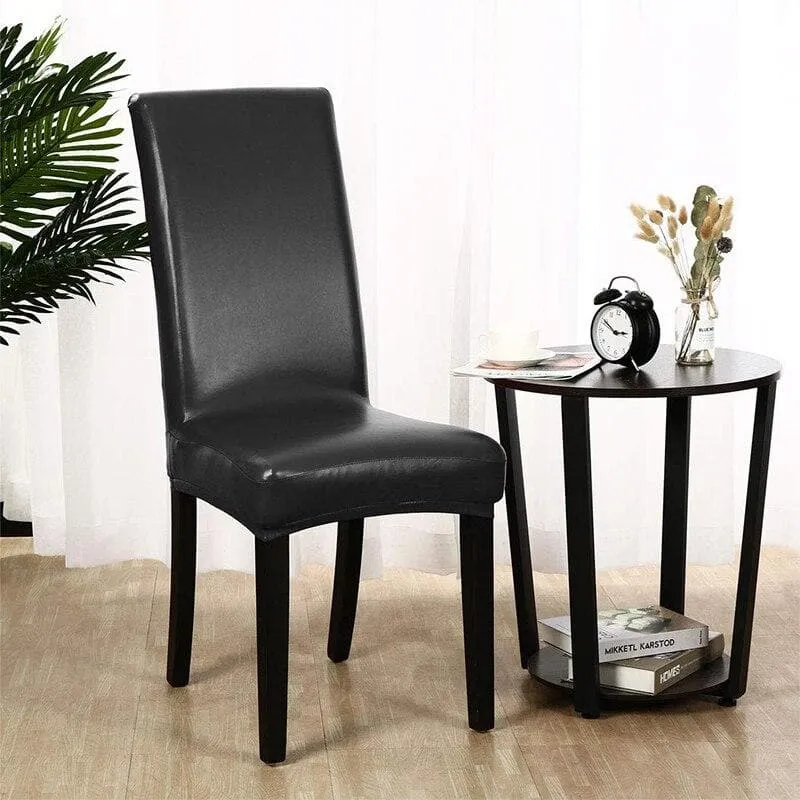 Housse de Chaise Simili Cuir Noir