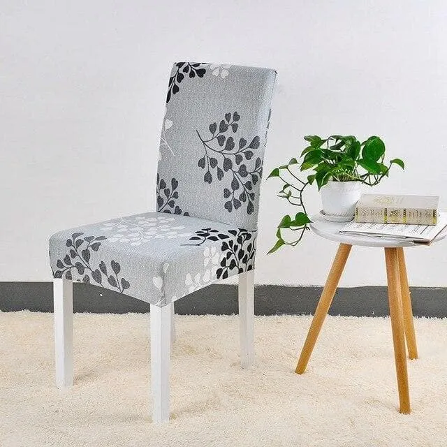 Housse de Chaise Feuille Grise