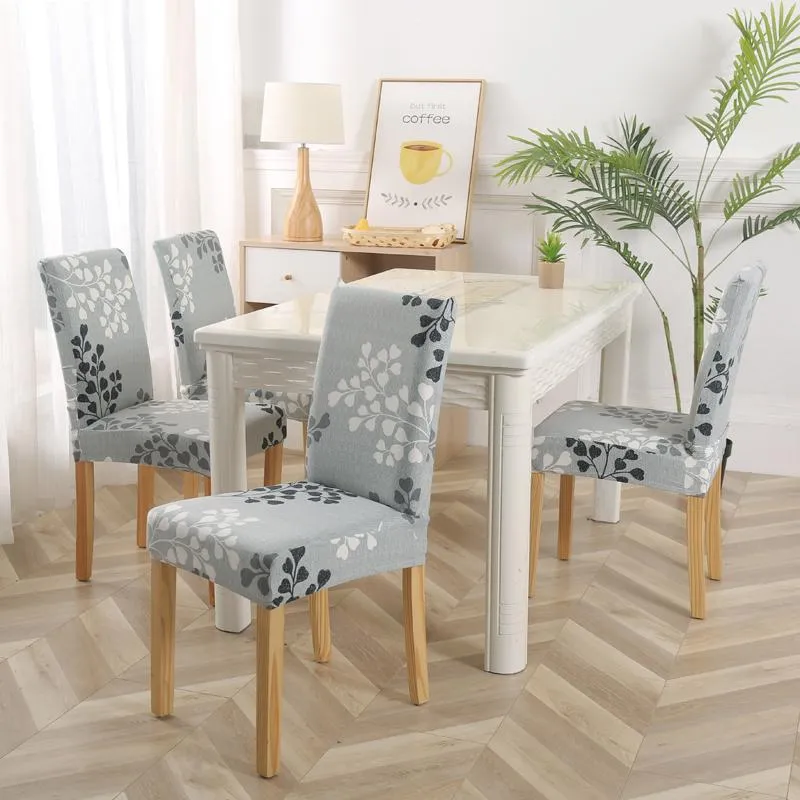 Housse de Chaise Feuille Grise