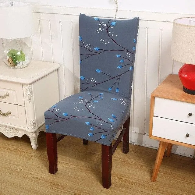 Housse de Chaise Feuilles bleues