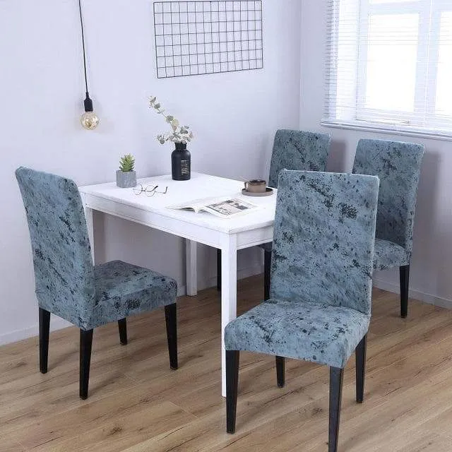 Housse de Chaise Marbre Bleu
