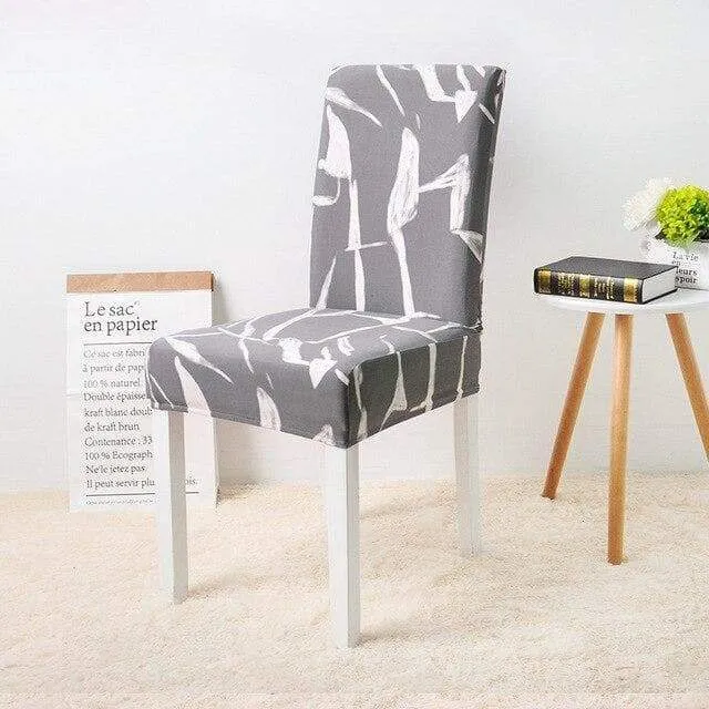 Housse de Chaise Gris et Blanc