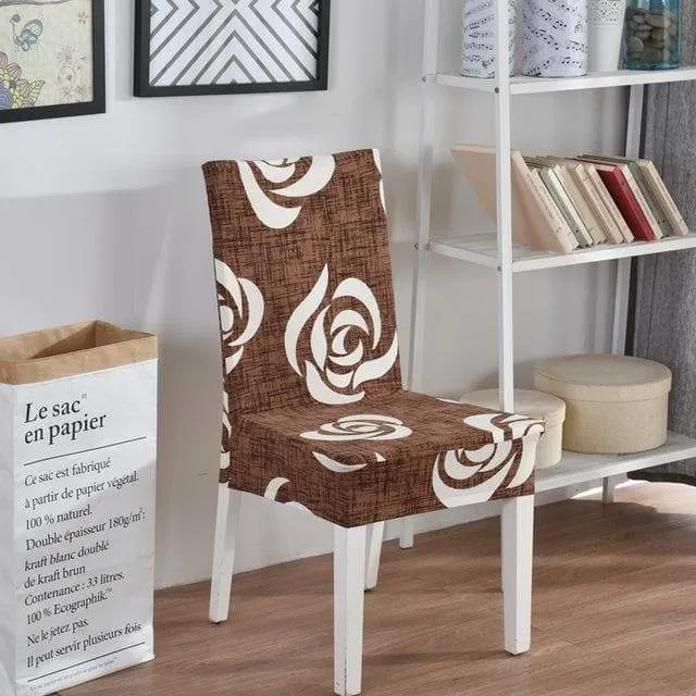 Housse de Chaise Fleur Marron