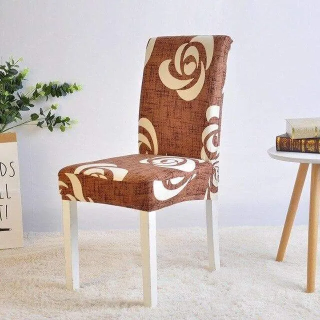 Housse de Chaise Fleur Marron