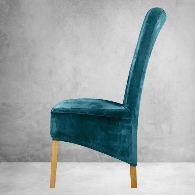 Housse de Chaise XL Velours Bleu Canard