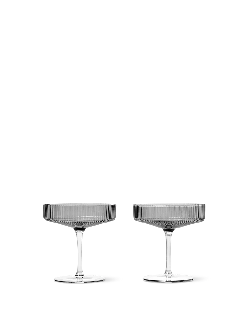 Ripple Champagne Saucers - Set of 2 - Smoked Grey
