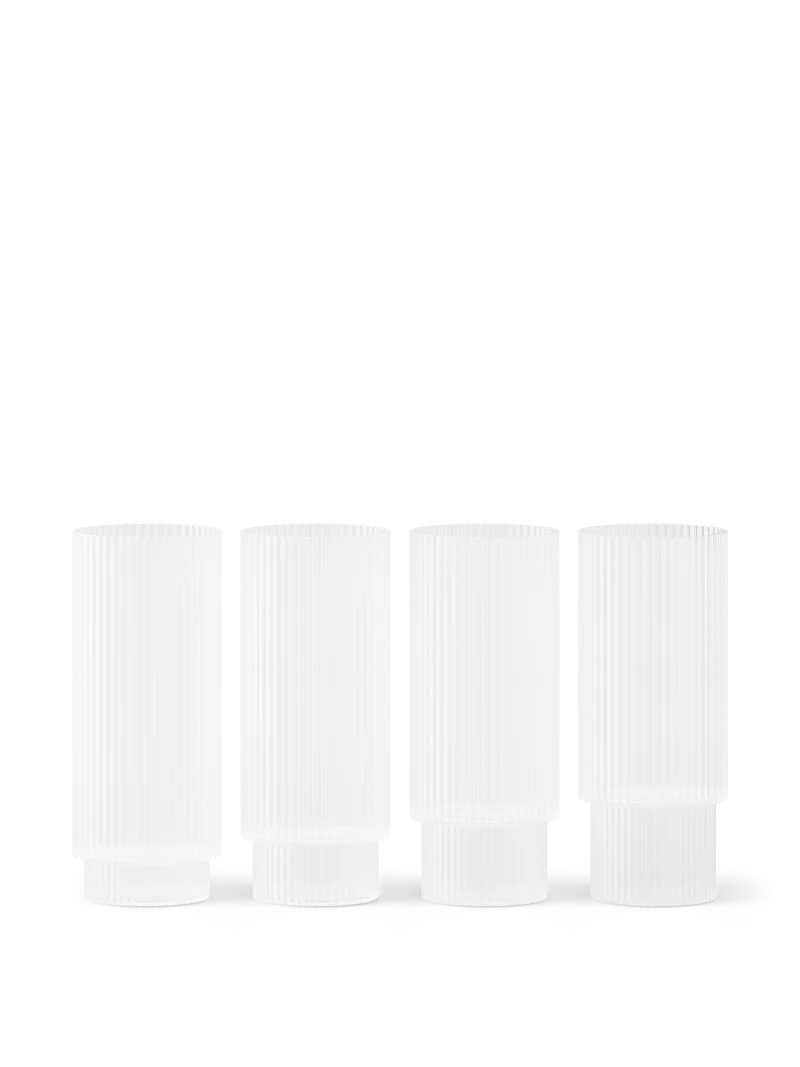 Ripple Long Drink Glasses - Set of 4 - Frosted