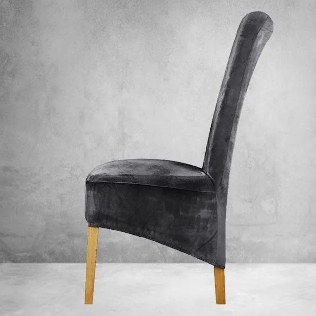 Housse de Chaise XL Velours Gris Foncé