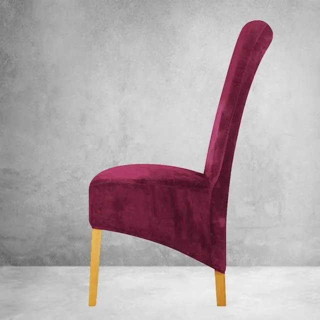 Housse de Chaise XL Velours Bordeaux