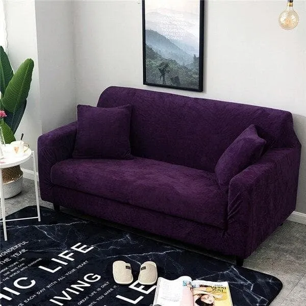 Housse de Canapé Velours Mauve
