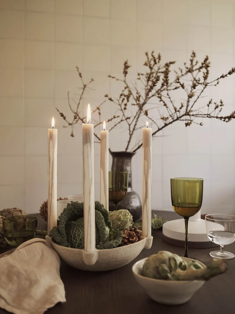 Bowl Candle Holder - Large - Ceramic - Sand