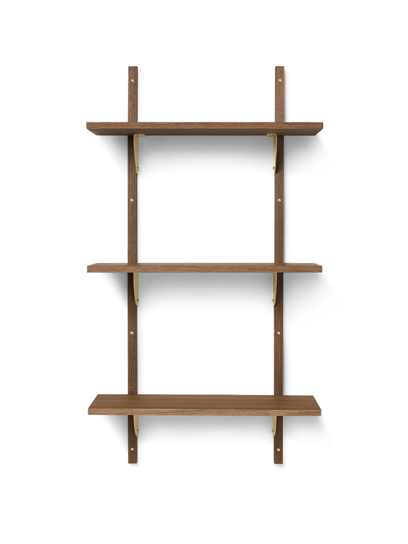 Sector Shelf - Triple - Narrow - Smoked Oak/Brass