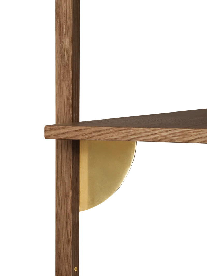 Sector Shelf - Triple - Narrow - Smoked Oak/Brass
