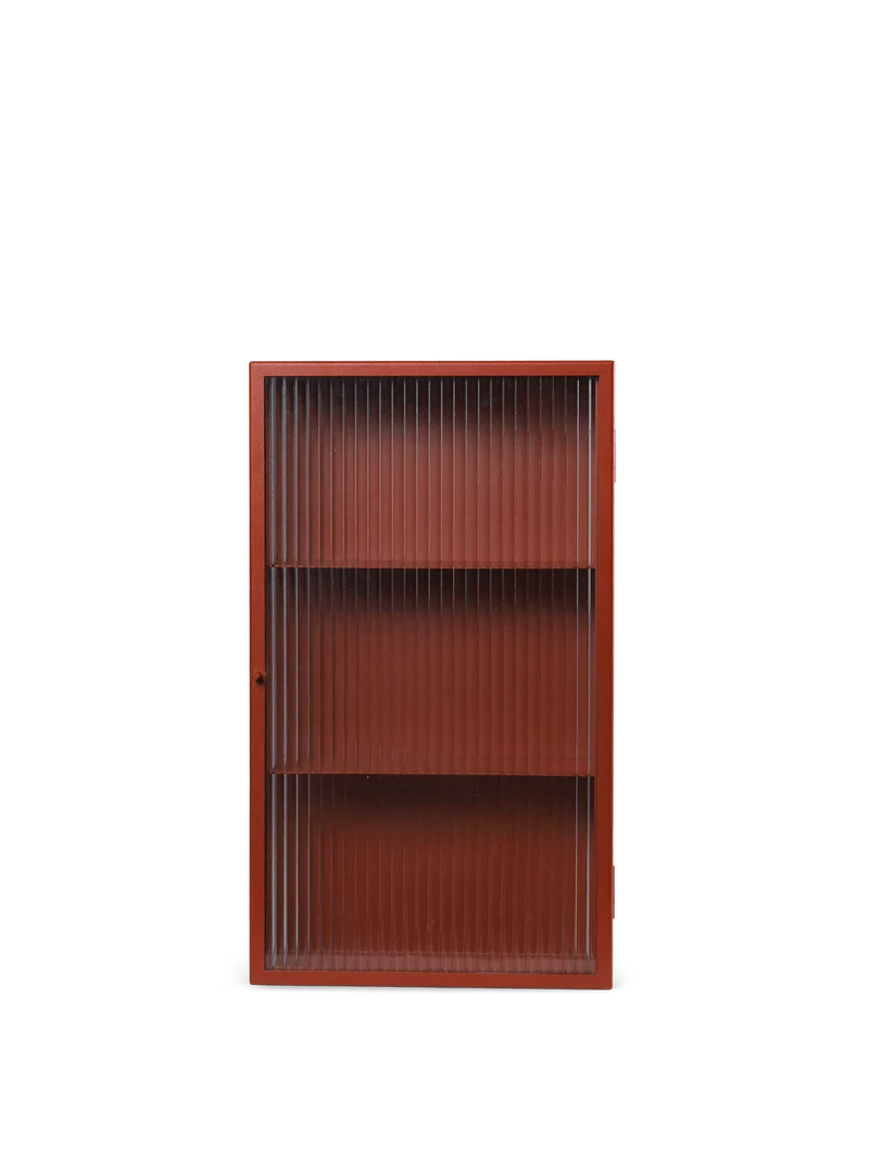 Haze Wall Cabinet - Reeded Glass - Oxide Red