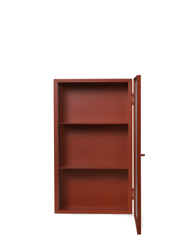 Haze Wall Cabinet - Reeded Glass - Oxide Red